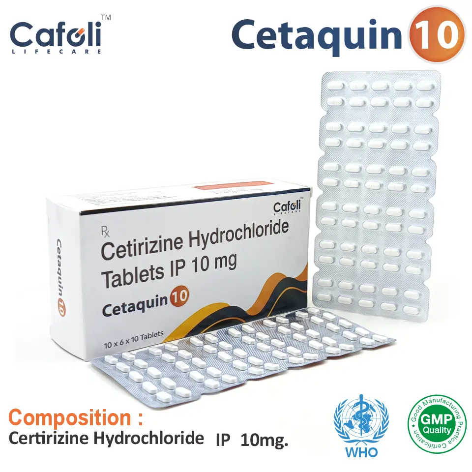 Cetirizine 10mg Tablet at Best Price in PCD Pharma Franchise for Antihistamine & Allergies, Allergic Rhinitis.